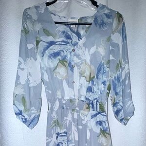 Enfocus Studio Blue and Green Floral Dress